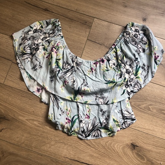 BAND OF GYPSIES Arica Off The Shoulder Crop Top Size Large - Never Worn - Picture 4 of 10